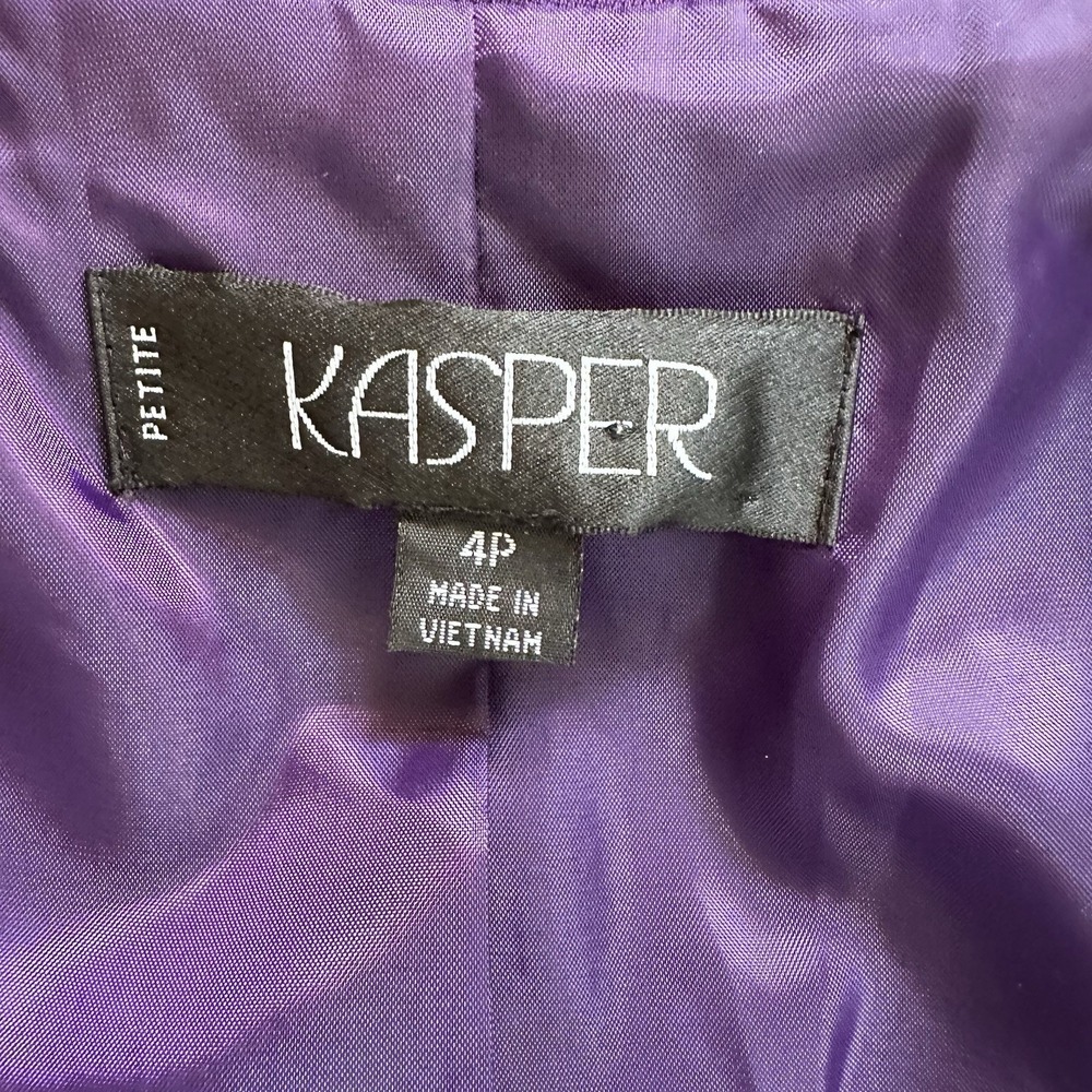 NWT Kasper Petite Blazer Jacket Sz 4P Deep Purple One Button Business Casual - Picture 5 of 12